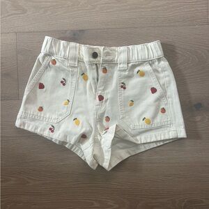 PacSun Cream Denim Shorts with Fruit Embroidery Size XS